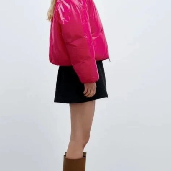 ZARA VINYL PUFFER JACKET XS - Picture 7 of 11